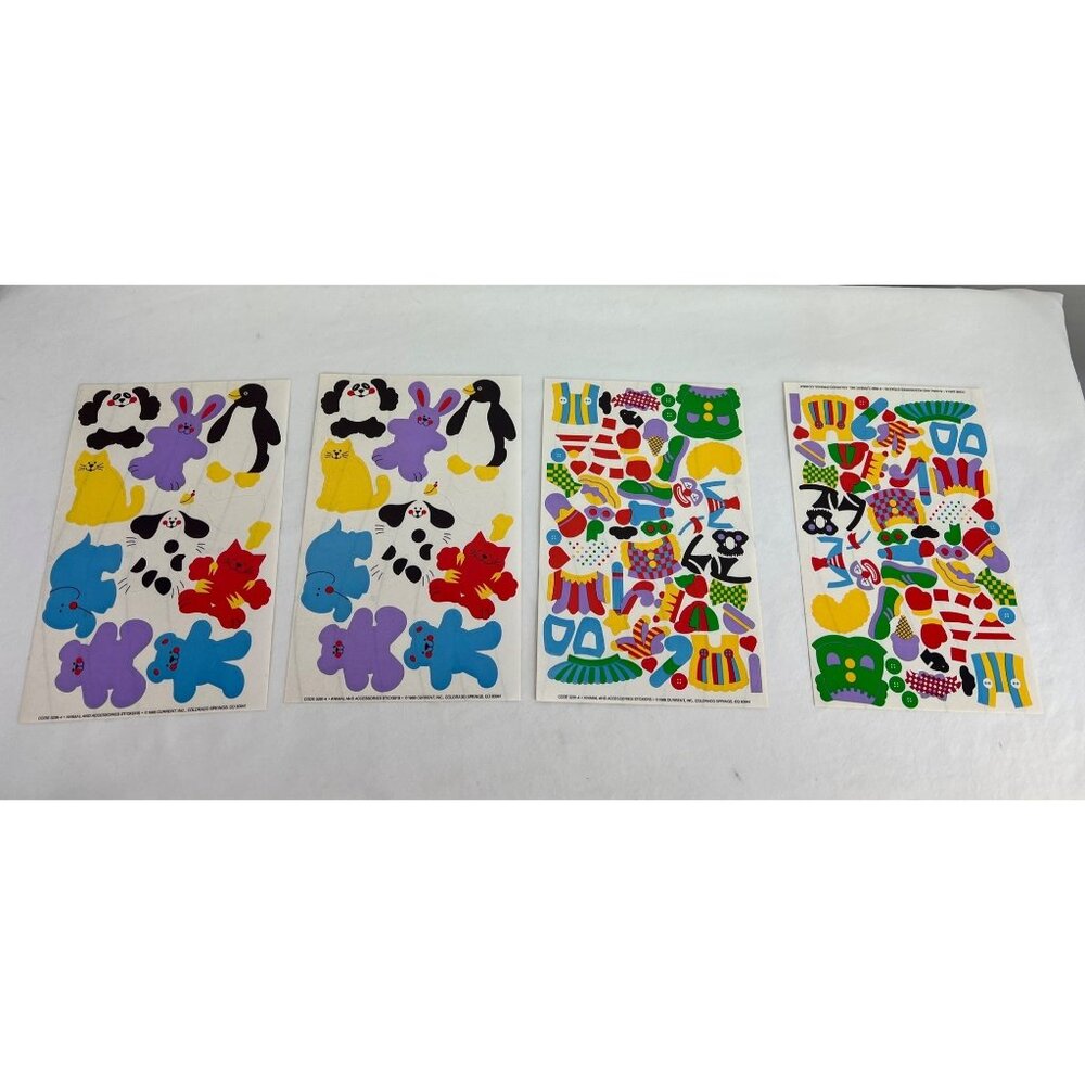 Vintage 1986 Animal & Accessories Stickers By Current Inc. 4 Sheets